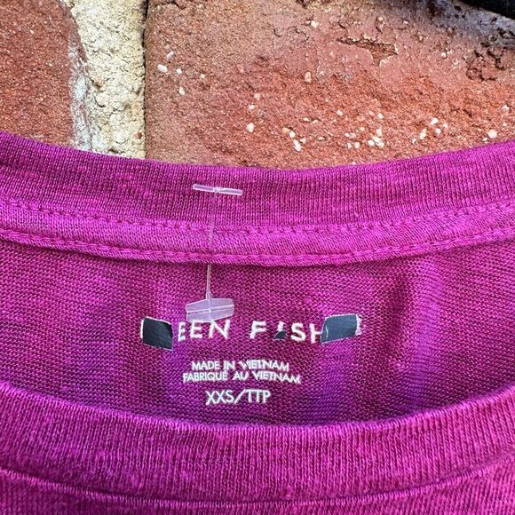 Eileen Fisher Women's $128 Organic Linen Jersey Shirred-Back Top sangria xxs - Picture 3 of 11